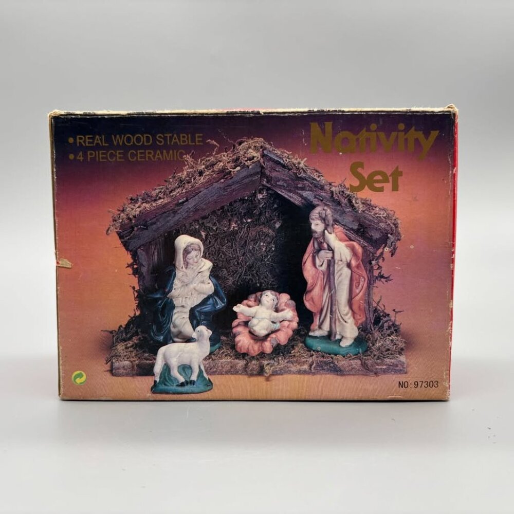 Vintage Nativity Set #6 Ceramic Hand-Painted Christmas Figurines